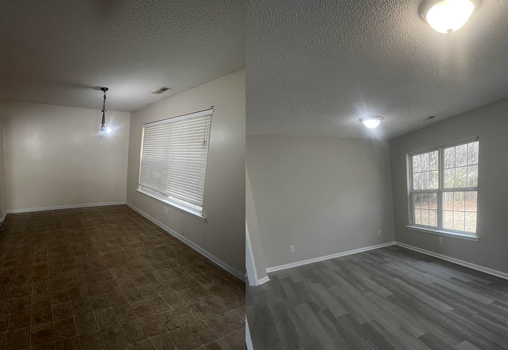 Kitchen and dining room repaint before and after comparison